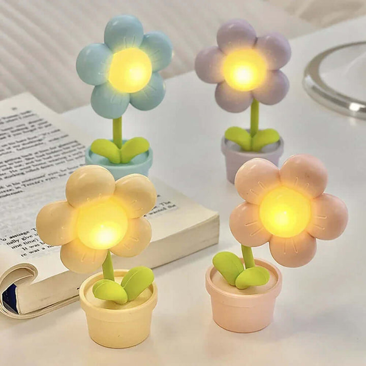 Lampe de table LED à fleurs - Lampe décorative à lumière d'ambiance