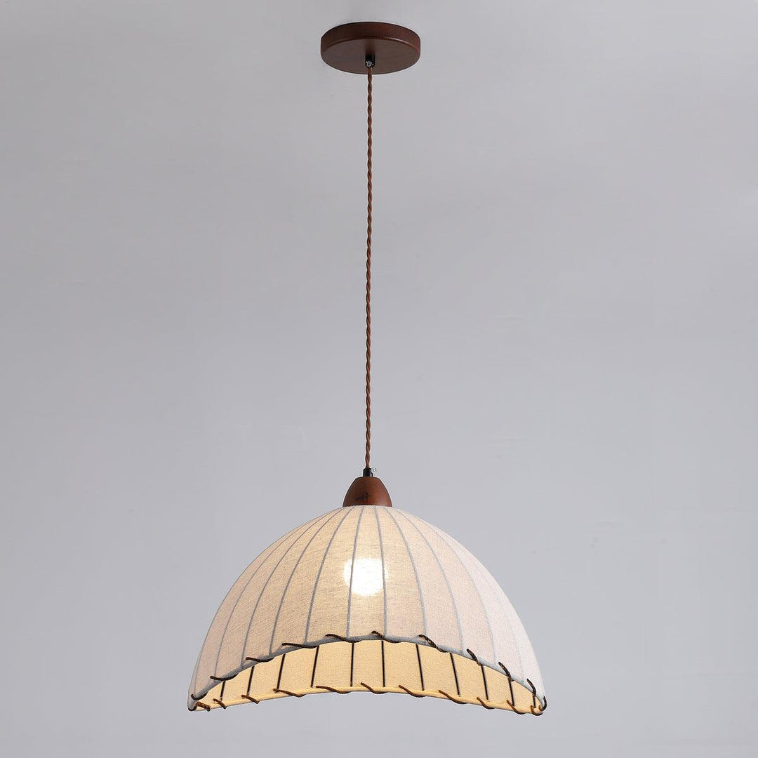 Lampe à suspension en bois et tissu