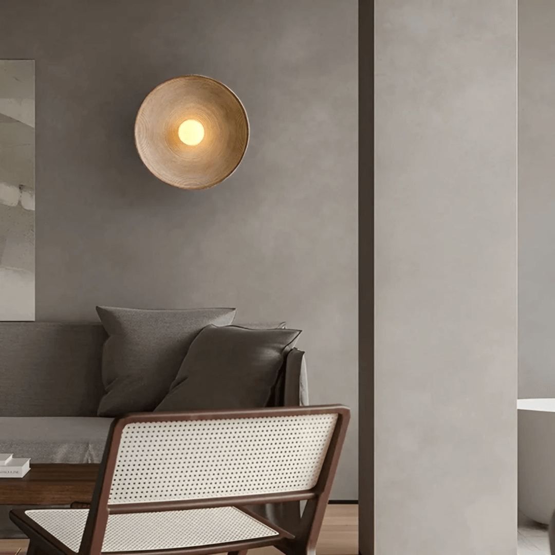 Applique murale LED ronde en résine et verre au design moderne