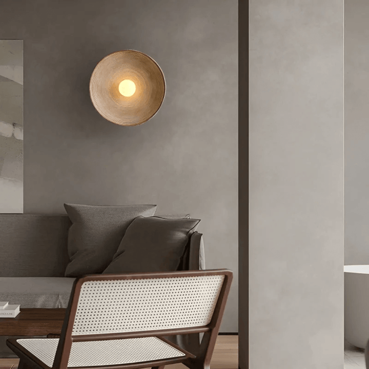 Applique murale LED ronde en résine et verre au design moderne