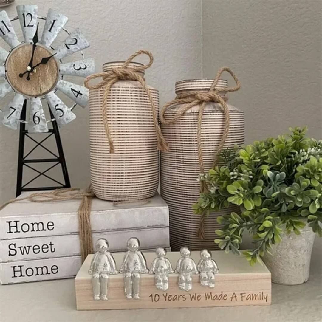 Familienskulptur Einheit Silber