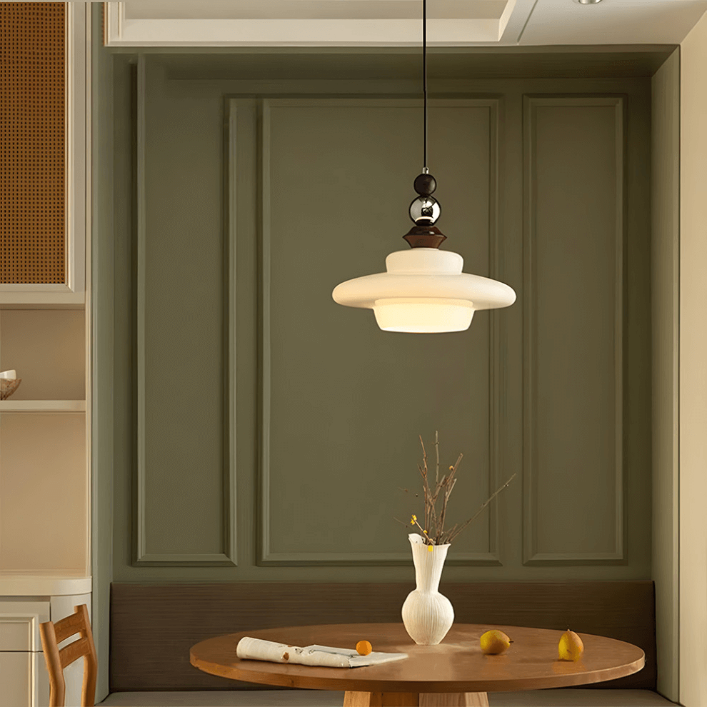 Elegante Beige Glas Hängeleuchte