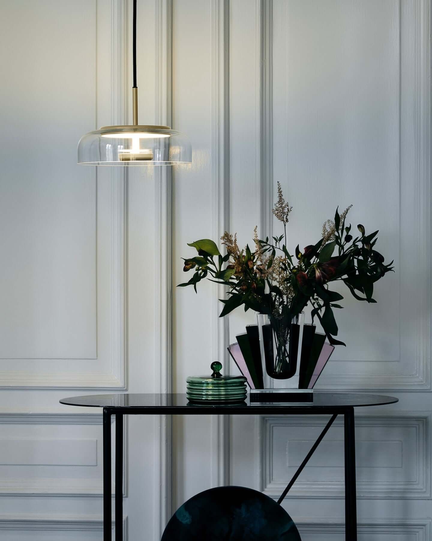 Moderne Pendelleuchte - Messing & Glas