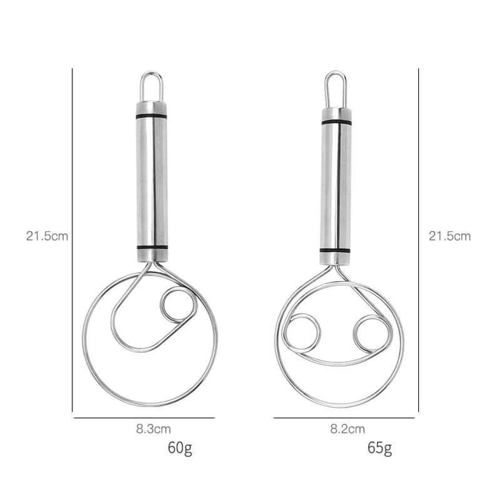 Fouet à pâte danois en acier inoxydable - Pétrin à pâte ergonomique