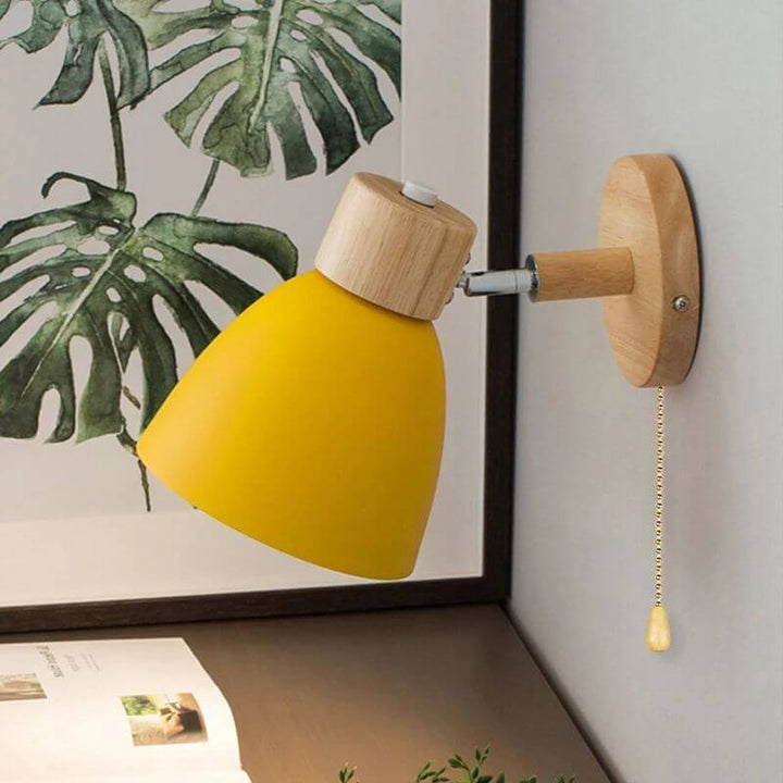 Lampe suspendue scandinave en bois avec interrupteur