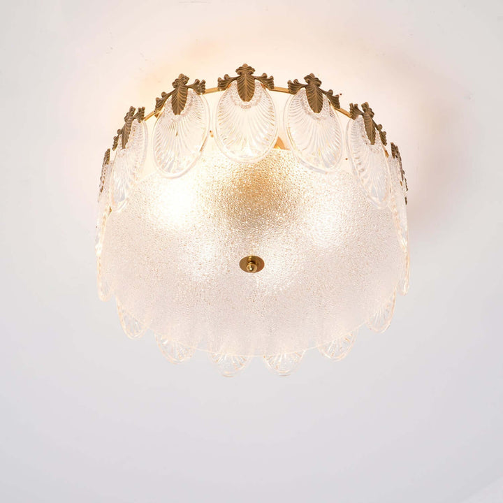 Lustre rond en verre avec motif décoratif