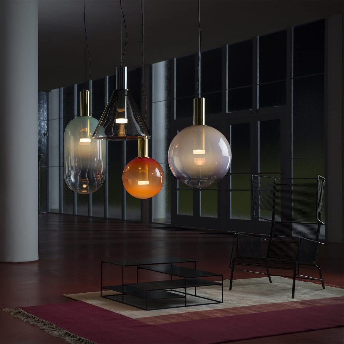 Elegante Pendelleuchte Glas & Metall