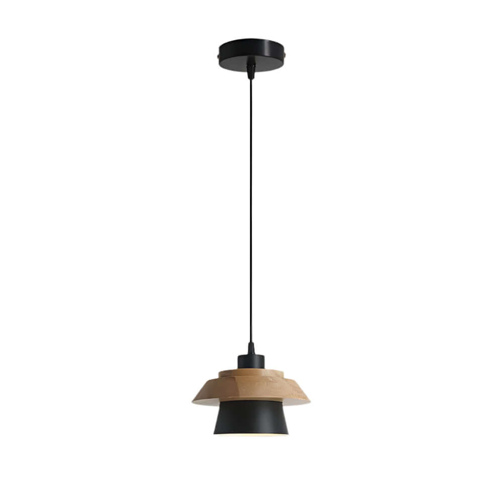 Lampe suspendue design en bois et pierre