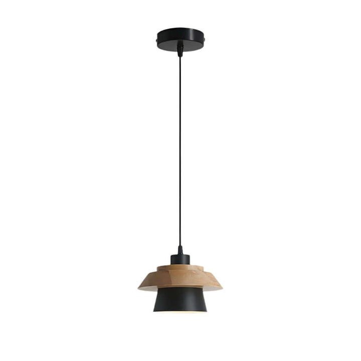 Lampe suspendue design en bois et pierre
