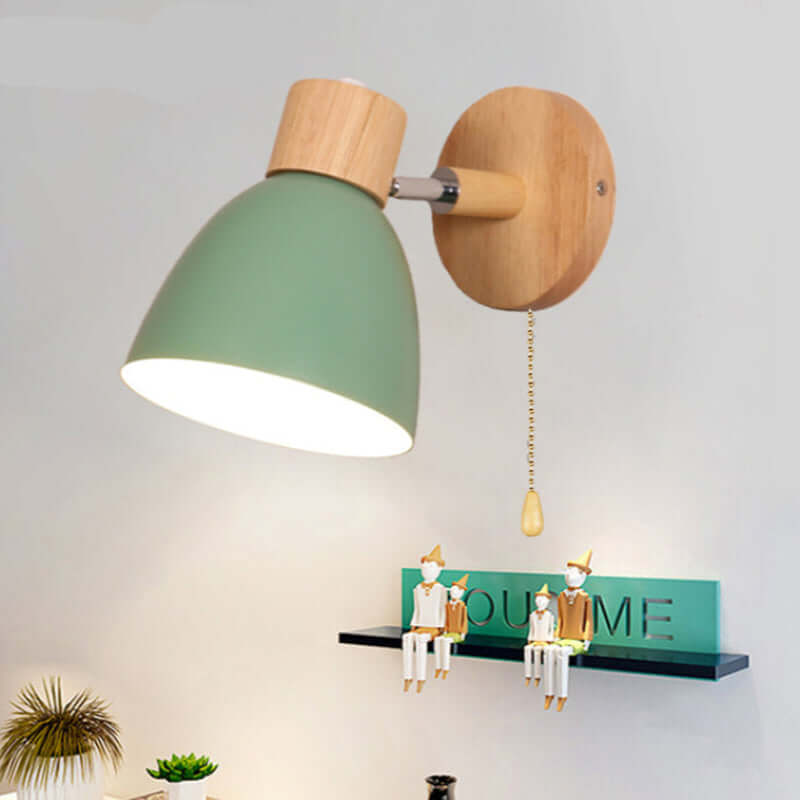 Lampe suspendue scandinave en bois avec interrupteur