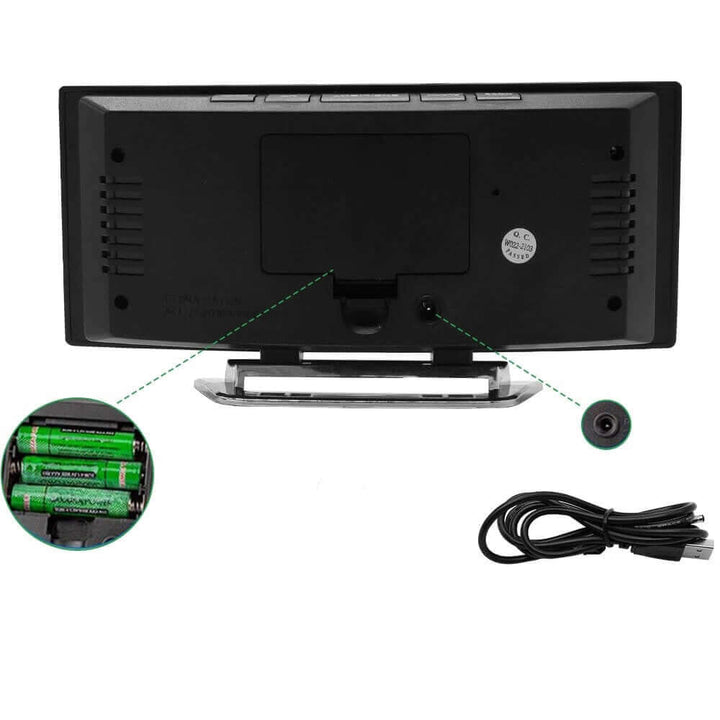 Réveil LED incurvé - Horloge numérique avec mode nuit