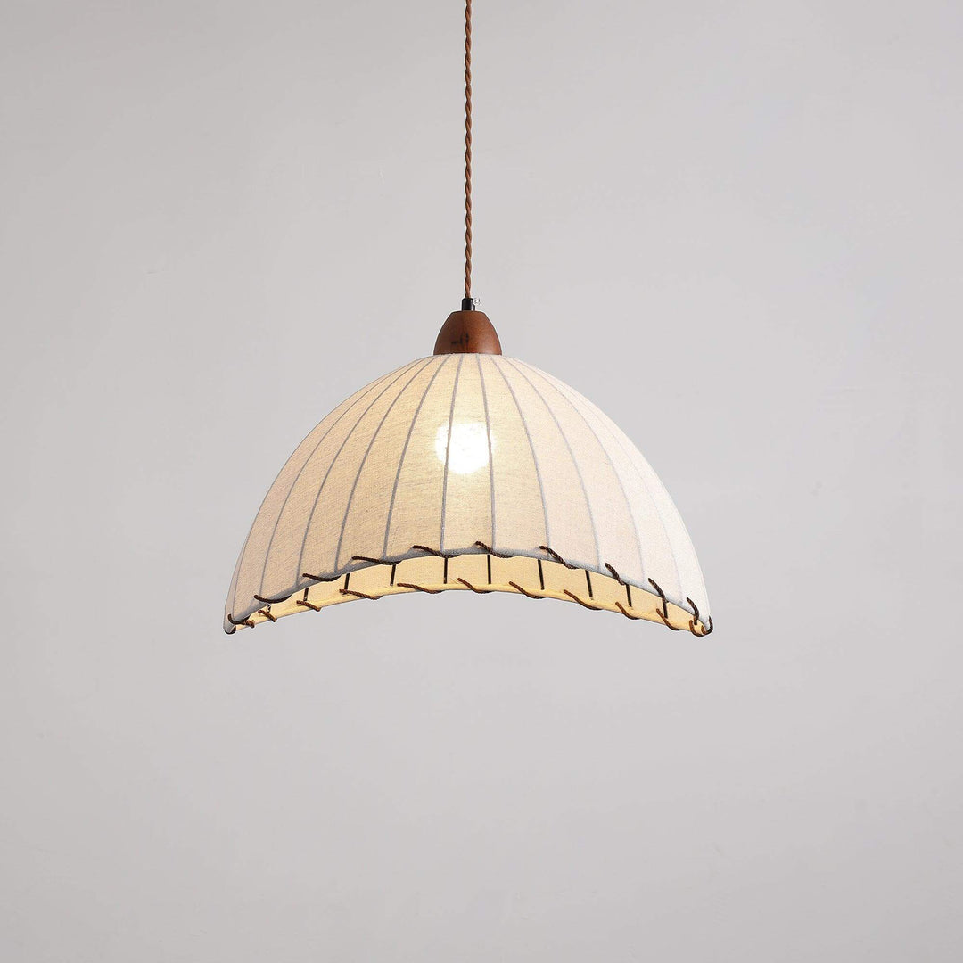 Lampe à suspension en bois et tissu