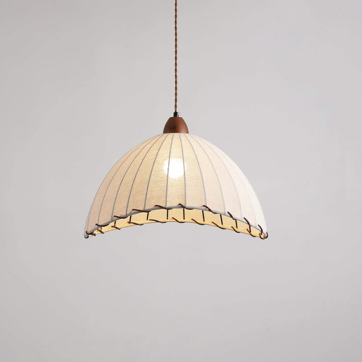 Lampe à suspension en bois et tissu