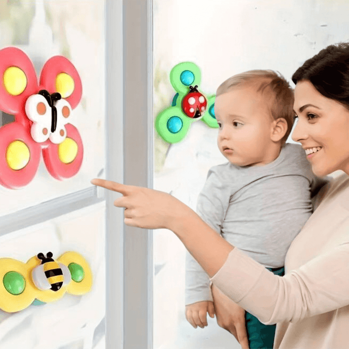 3er Set Saugnapf-Spinner - Spielspaß für unterwegs