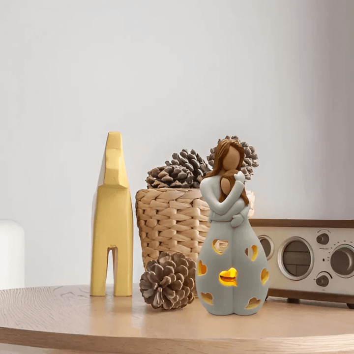 Sculpture bougeoir mère-fille