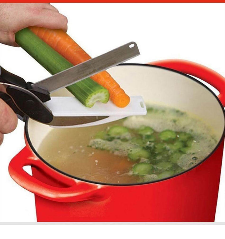 Cutter de cuisine 2 en 1 - couteau de coupe avec planche à découper