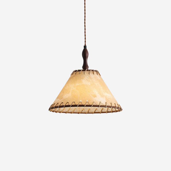 Lampe à suspension en bois et tissu