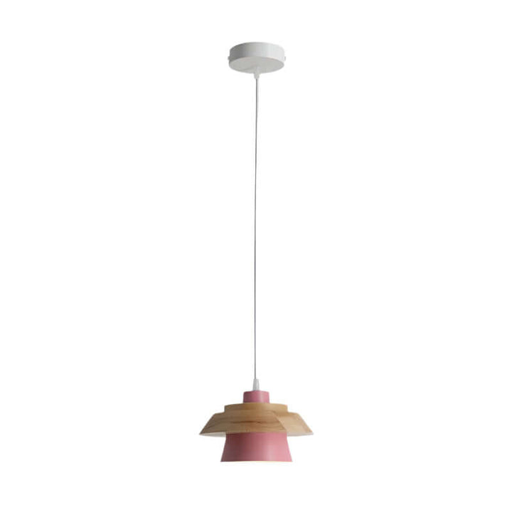 Lampe suspendue design en bois et pierre