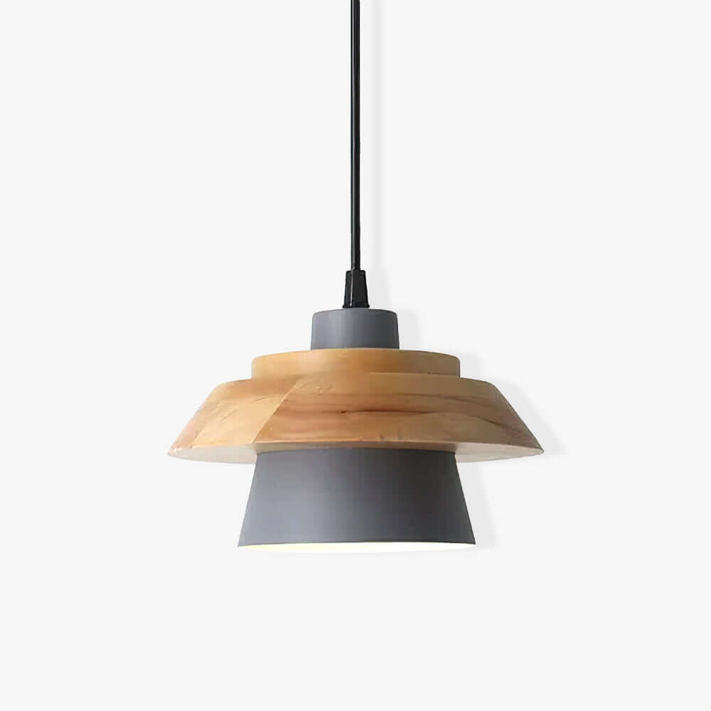 Lampe suspendue design en bois et pierre