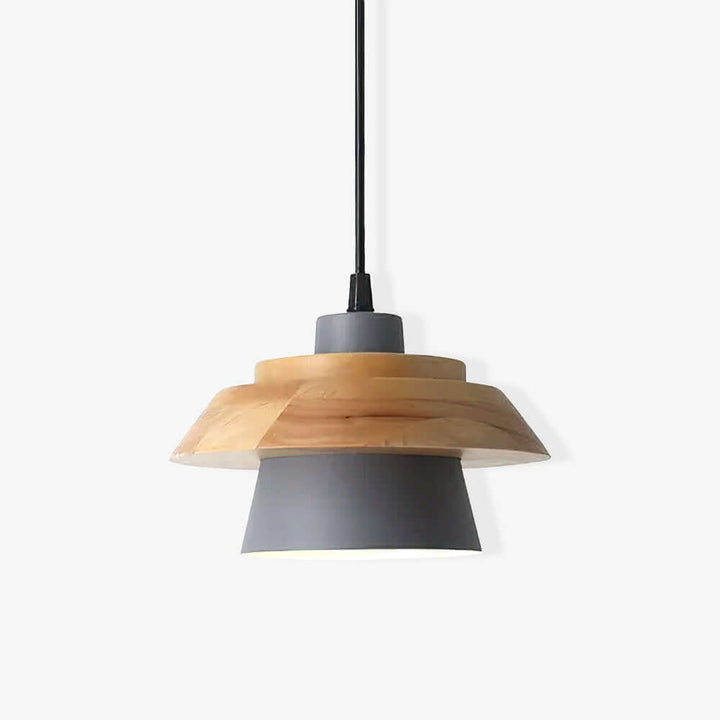 Lampe suspendue design en bois et pierre