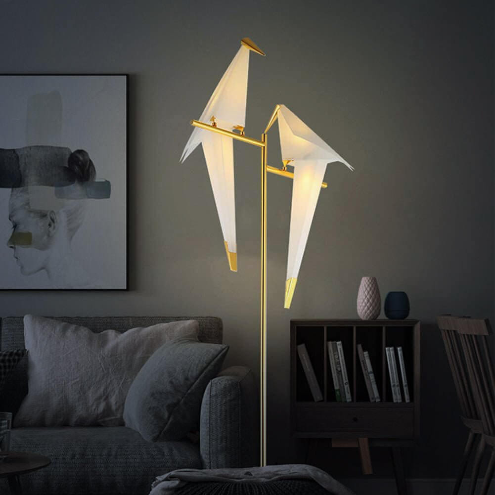 Magnetische LED Vogellampe, Origami Stil, Warmweiß