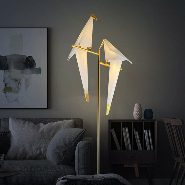 Lampe LED magnétique oiseau, style origami, blanc chaud