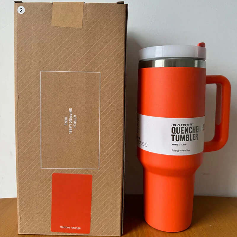 40oz Isolierter Edelstahl Reisebecher mit Griff & Strohhalm