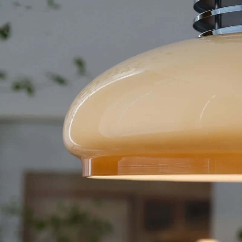 Orange Bauhaus Glas Hängeleuchte
