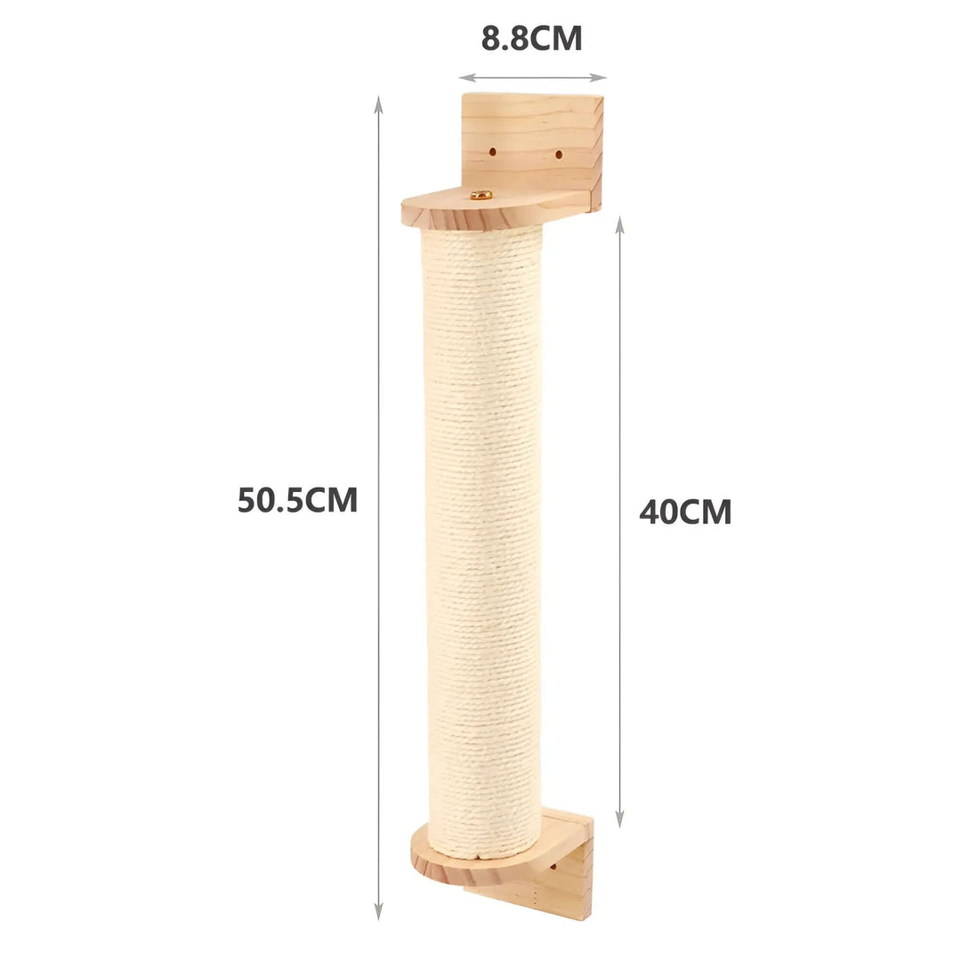 Wandkletterbrett mit Kratzsäule für Katzen