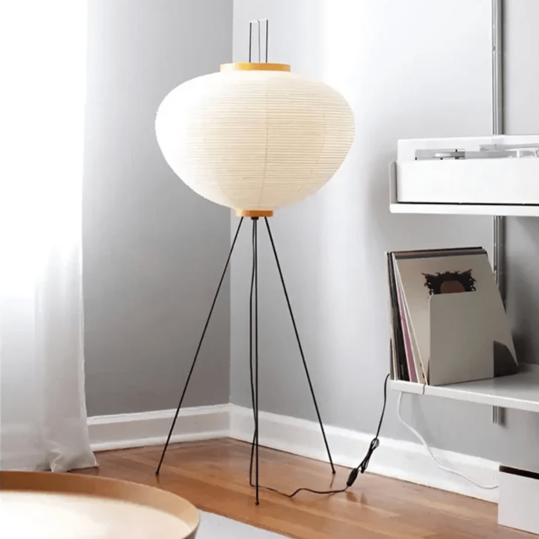 Lampadaire en papier de riz LED blanc chaud