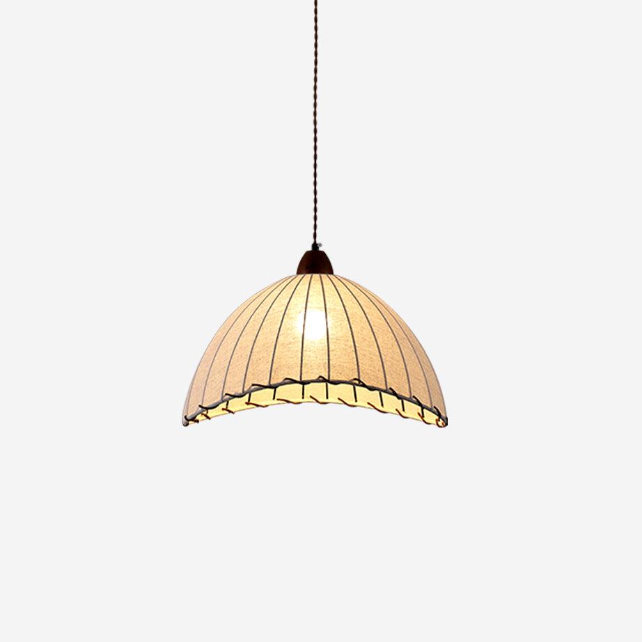 Lampe à suspension en bois et tissu