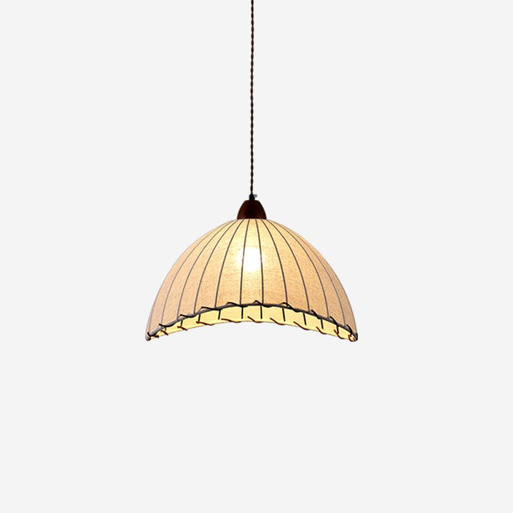 Lampe à suspension en bois et tissu