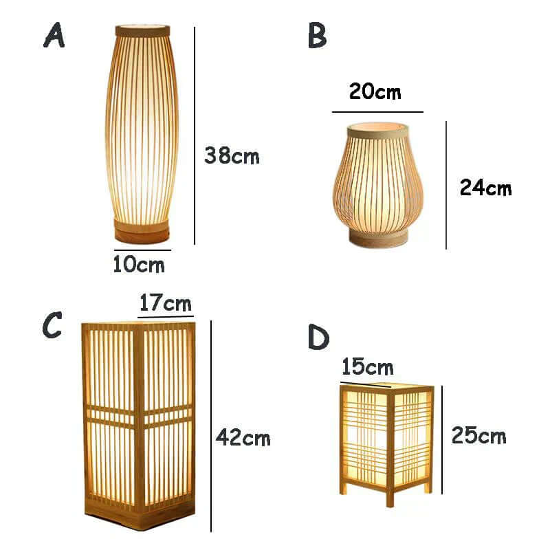 Lampe de table japonaise en bambou décor zen
