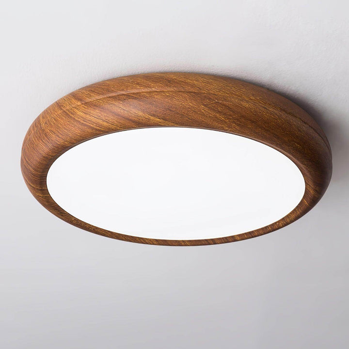 Plafonnier LED aspect bois moderne rond
