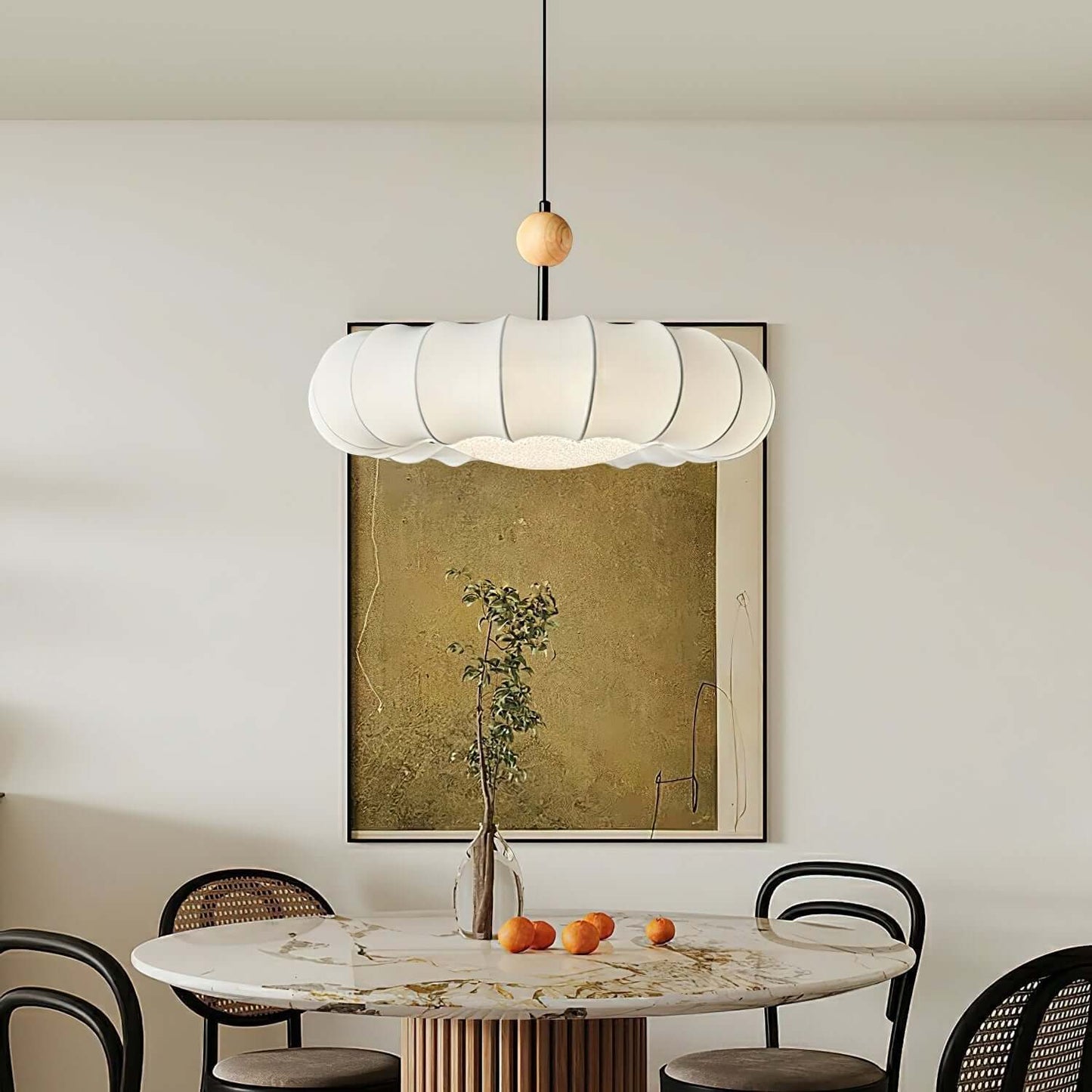 Elegante Hängeleuchte mit Stoffschirm 50cm