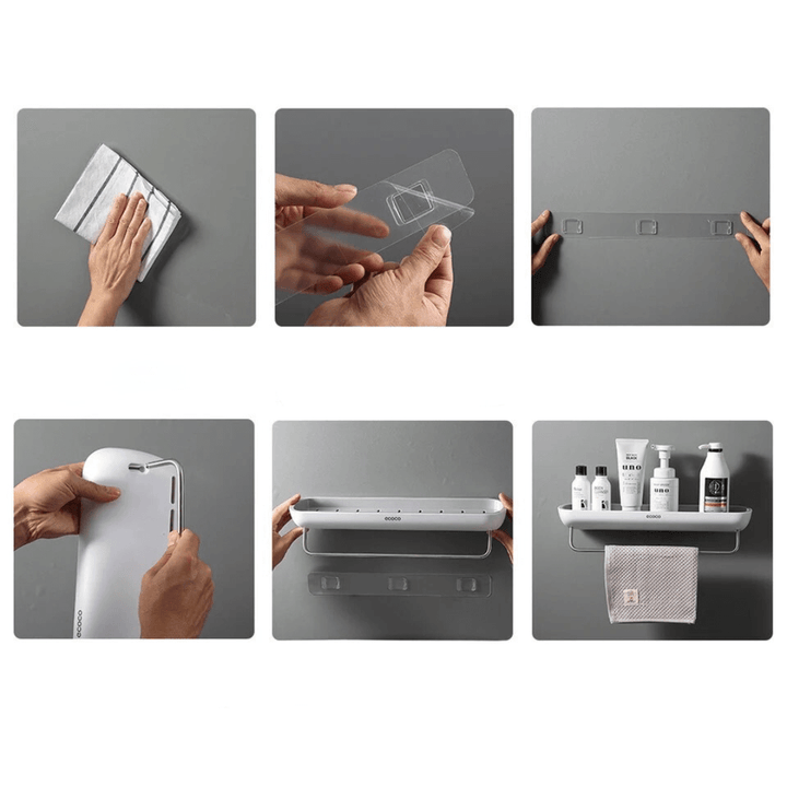 Organisateur de salle de bain - Étagère murale avec porte-serviettes