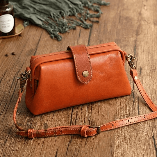 Sac à main rétro en cuir véritable