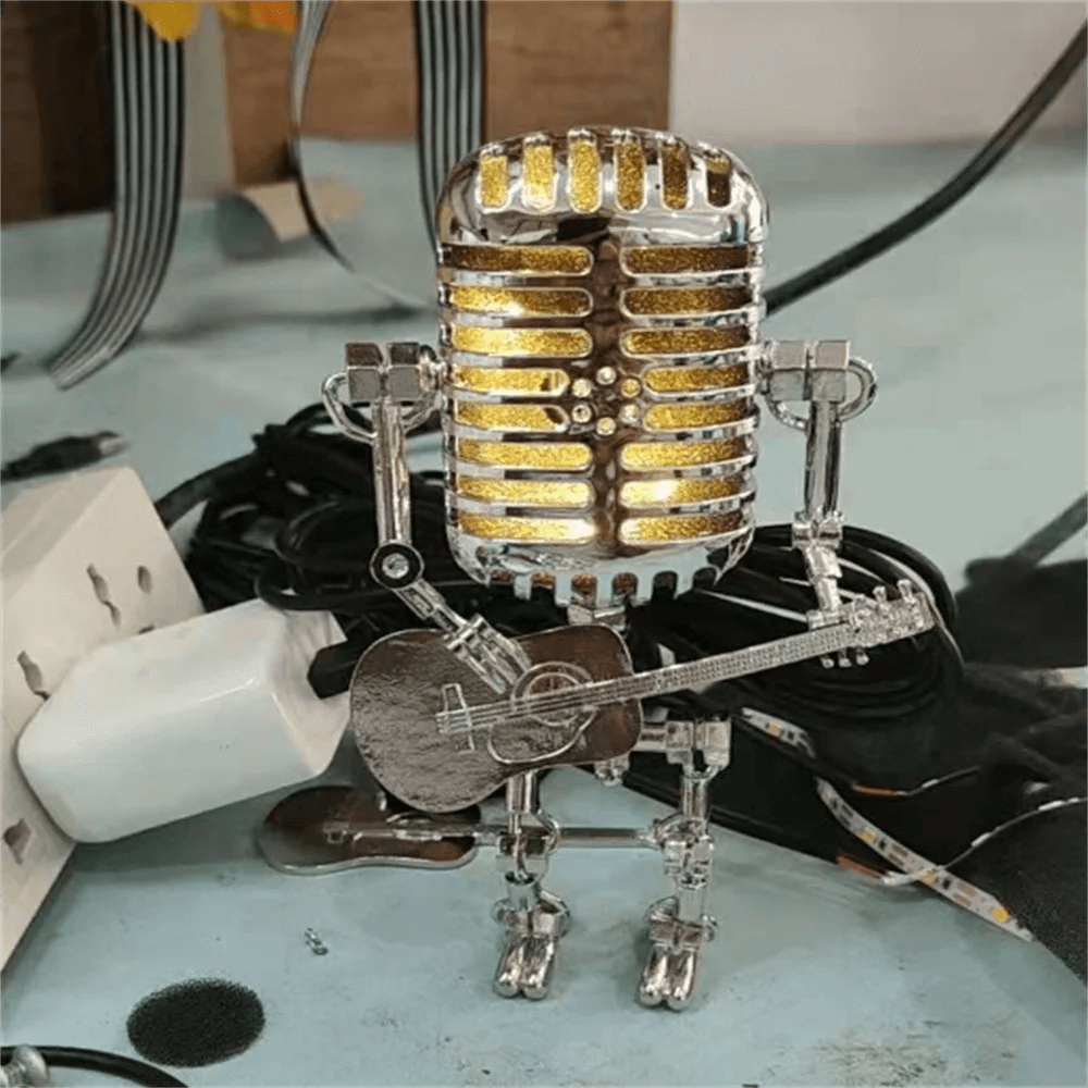 Dimmbare Roboter Tischleuchte mit Gitarre