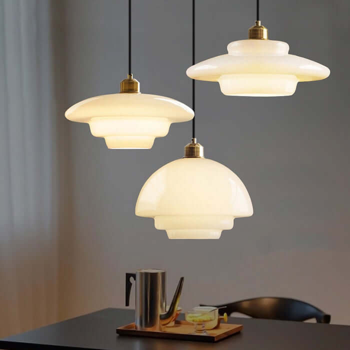 Lampe à suspension élégante en verre blanc