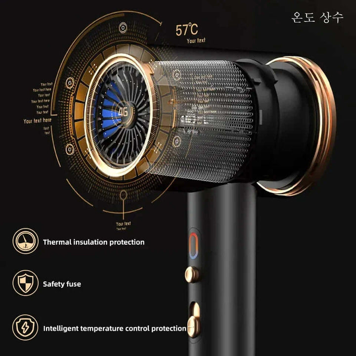 Sèche-cheveux 2400W avec technologie ionique - Séchage rapide et doux