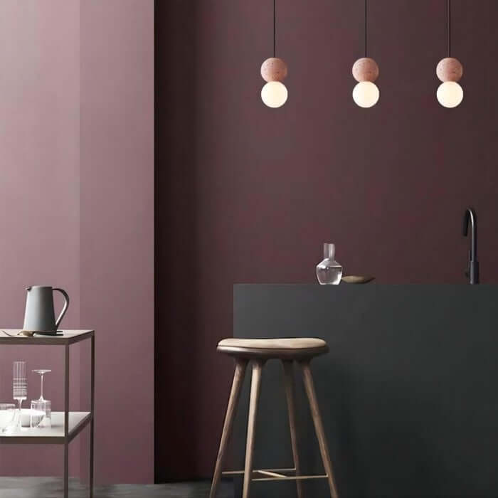 Lampe suspendue design en ciment et verre