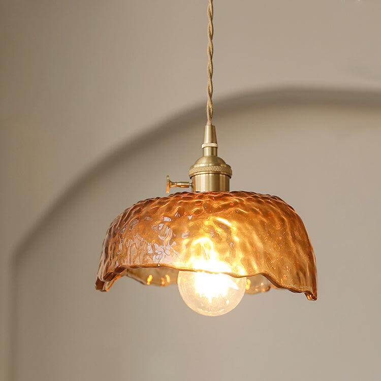 Suspension vintage en verre marron clair
