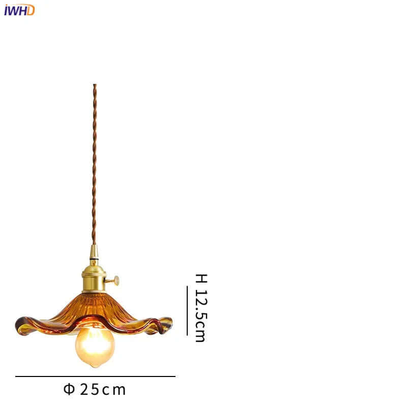 Suspension LED, vitrail et cuivre - Design moderne