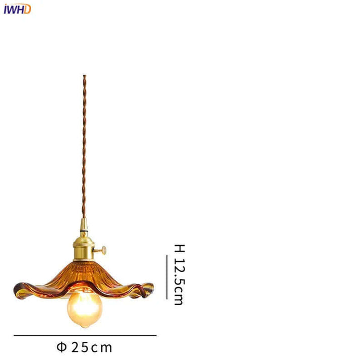Suspension LED, vitrail et cuivre - Design moderne