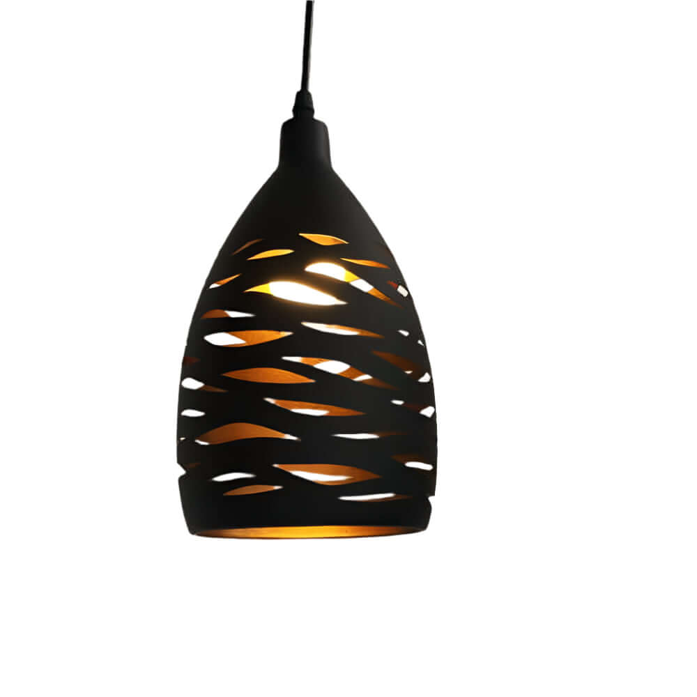 Lampe suspendue en métal motif noir