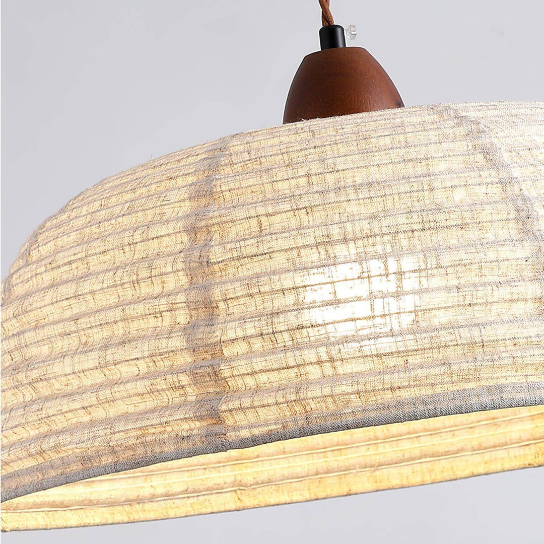 Lampe à suspension en bois et tissu