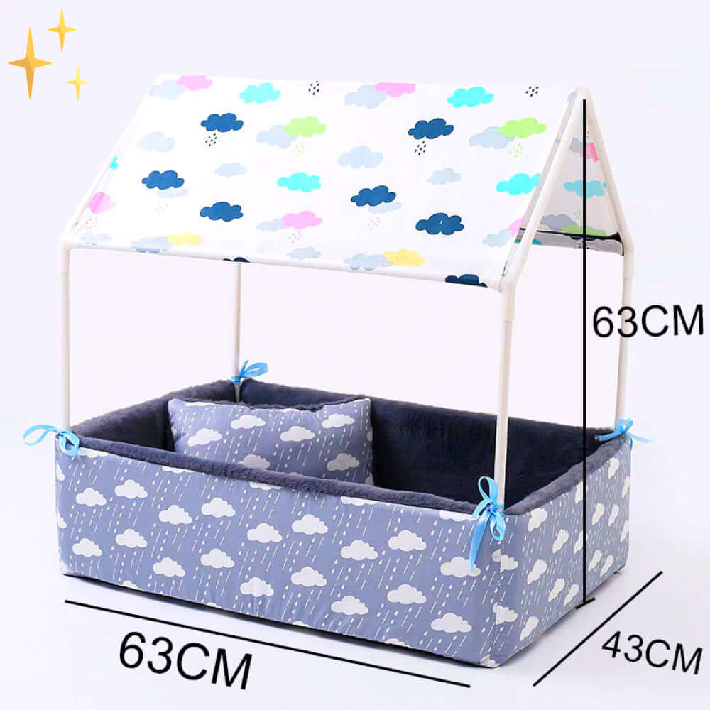 Grotte de couchage en polaire confortable avec toit et oreiller