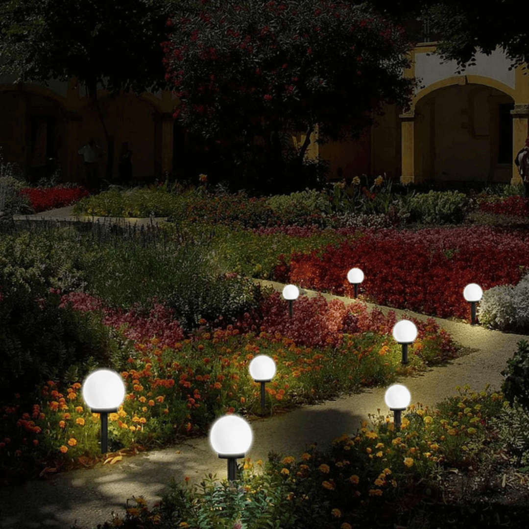 3er Set Solar Gartenkugeln LED Wasserdicht - Weiß
