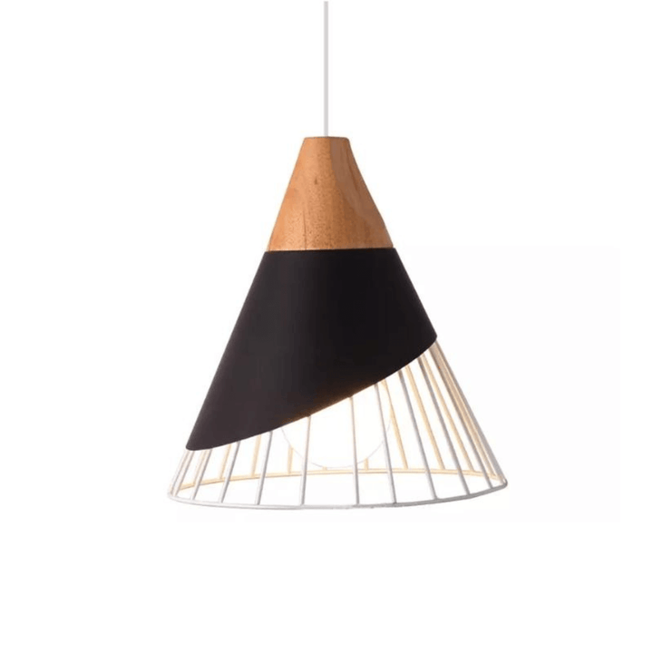 Lampe suspendue industrielle scandinave en bois et métal