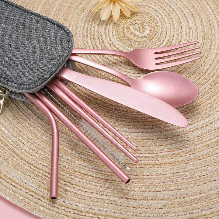 Ensemble de couverts portables en acier inoxydable - compagnon de voyage